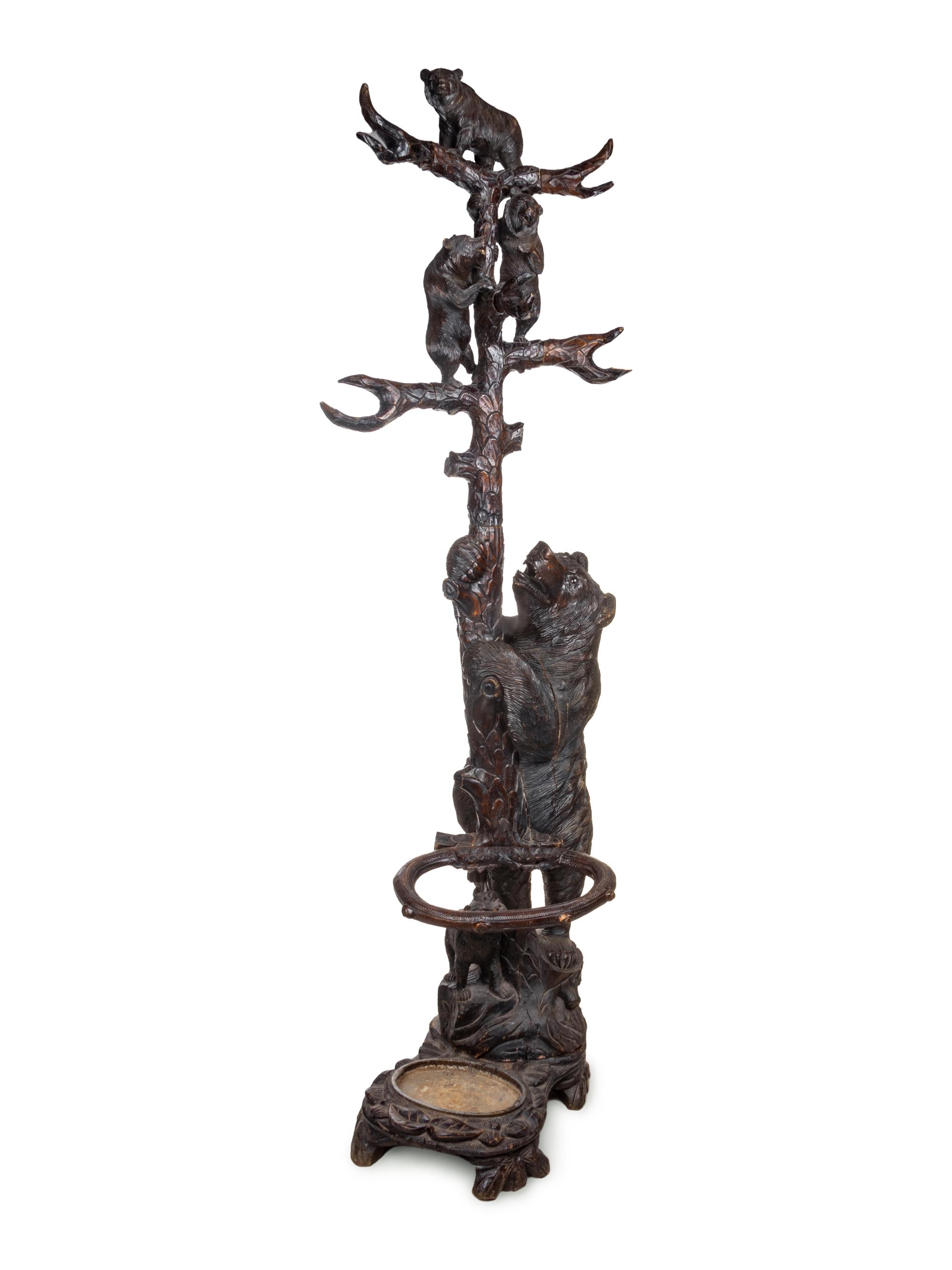 A Black Forest Carved Wood Hall Tree