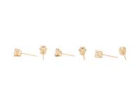 THREE PAIRS OF YELLOW GOLD AND DIAMOND STUD EARRINGS