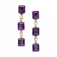 AMETHYST, DIAMOND, AND YELLOW GOLD EARRINGS