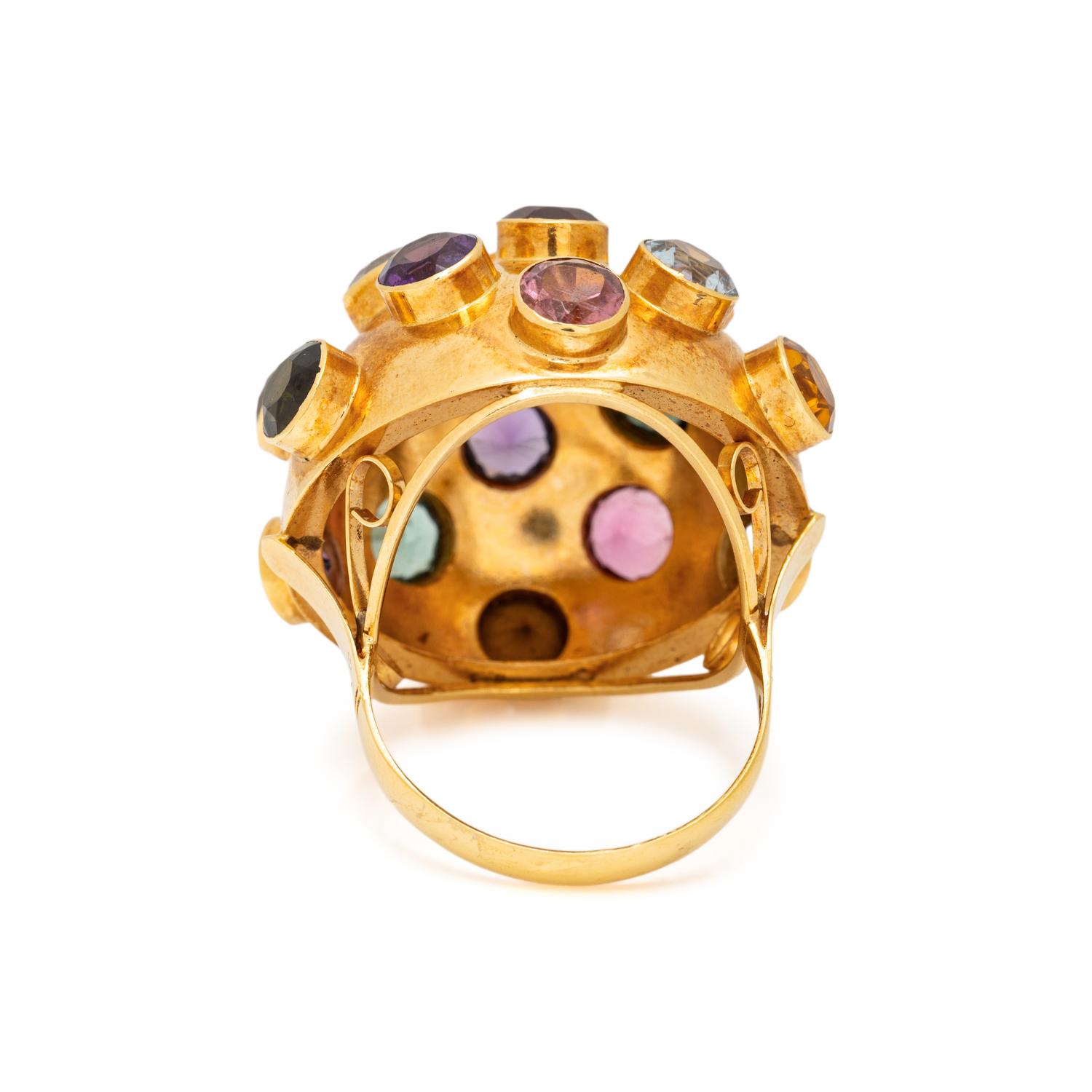 YELLOW GOLD AND MULTIGEM 'SPUTNIK' DEMI PARURE
