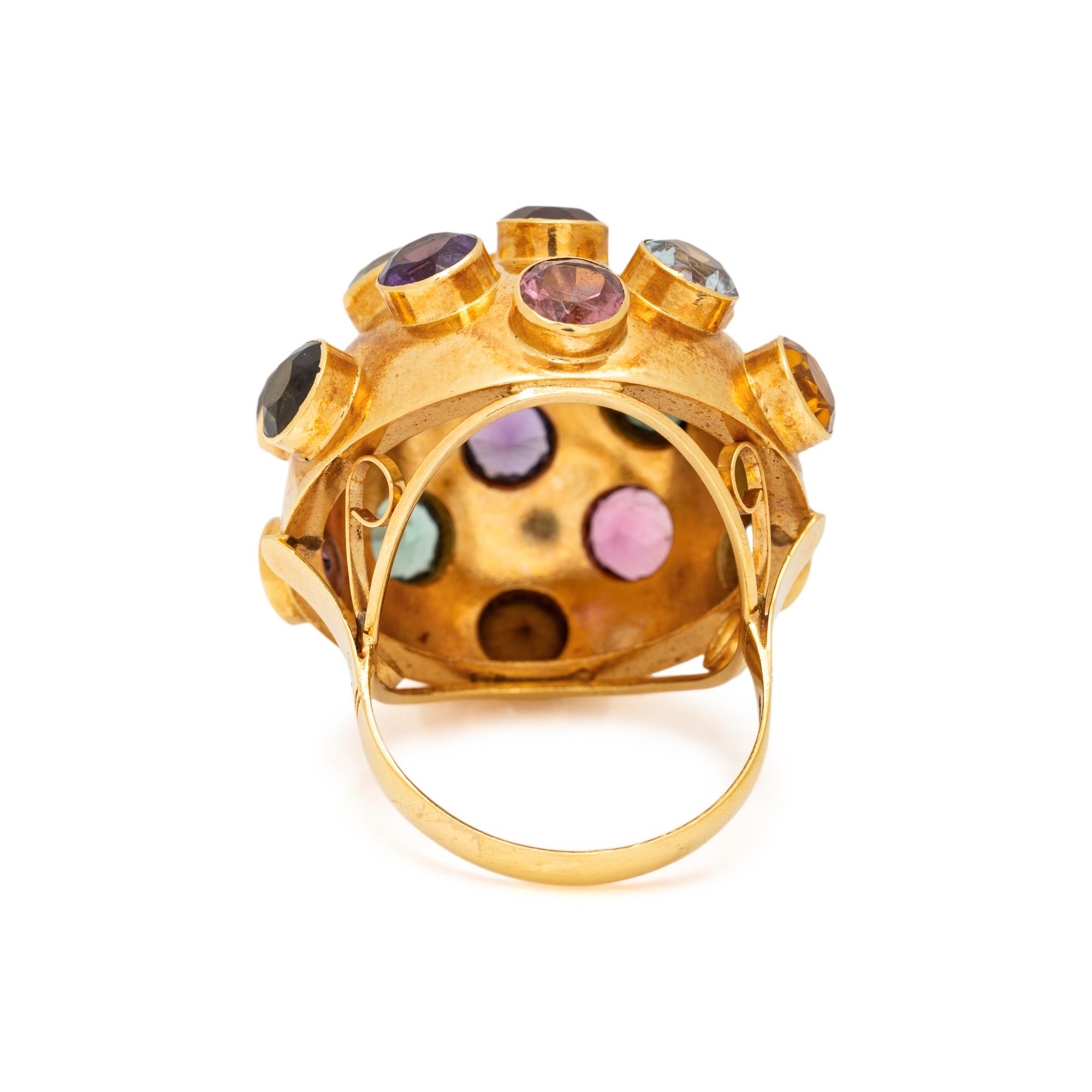 YELLOW GOLD AND MULTIGEM 'SPUTNIK' DEMI PARURE