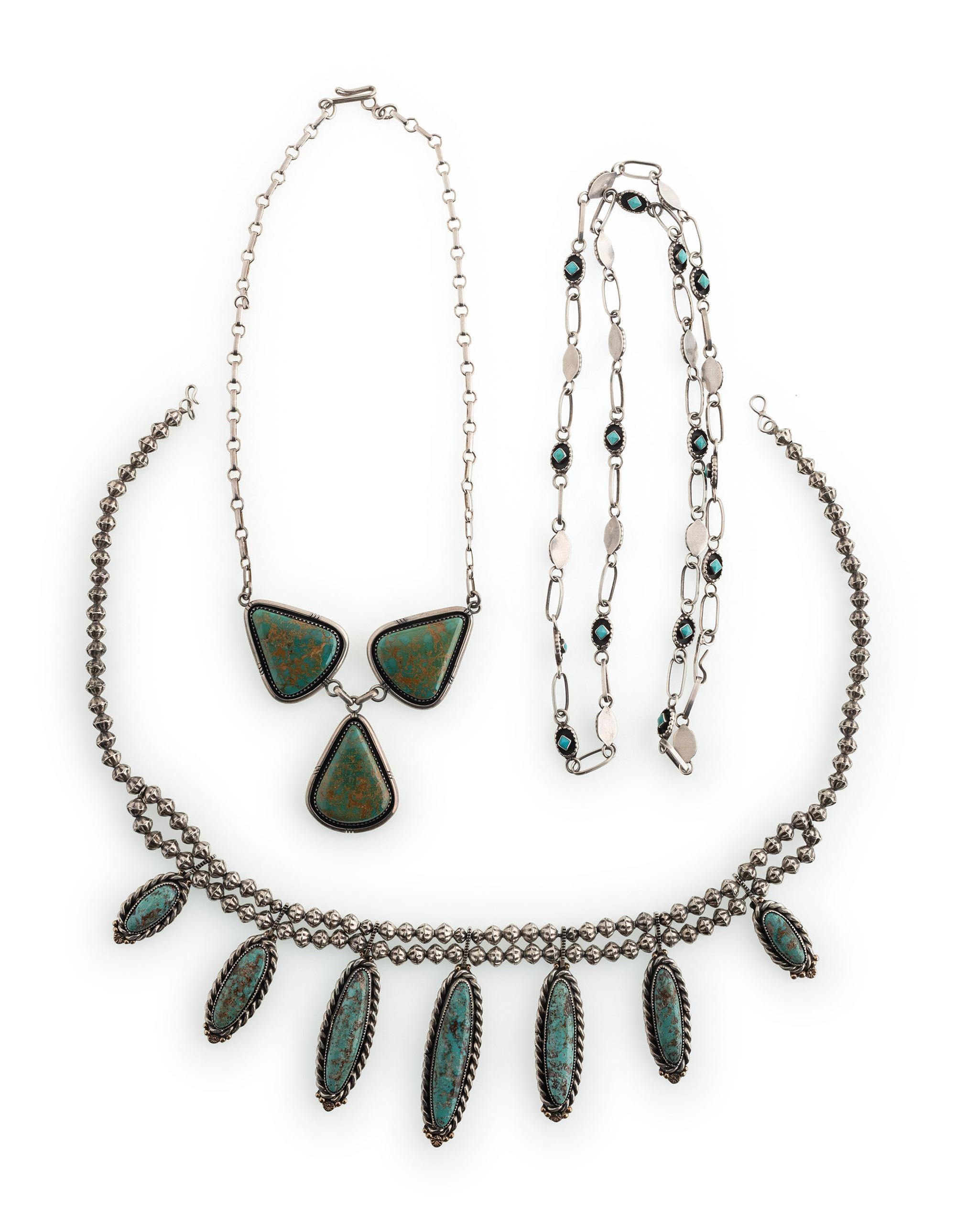 Navajo Silver and Turquoise Necklaces