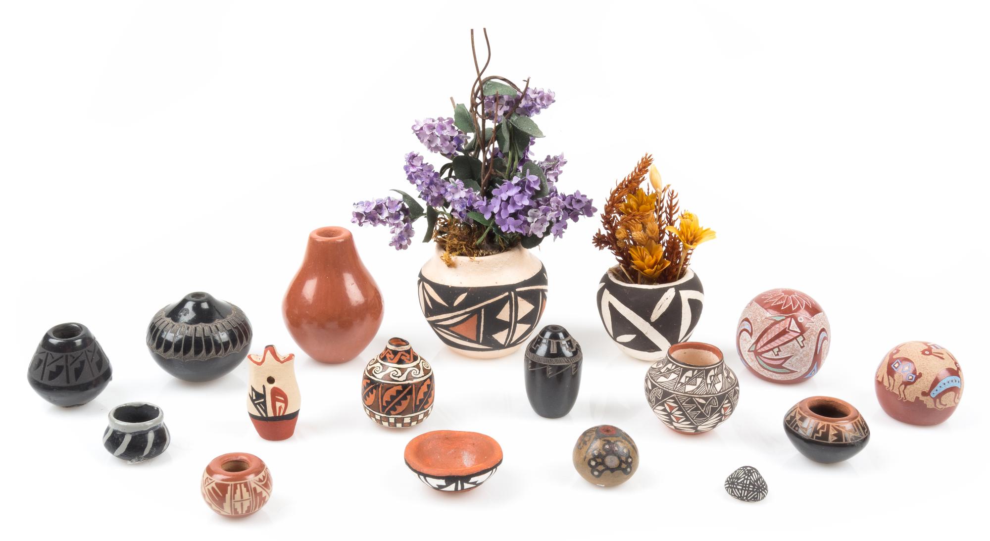 A Group of Native American Pottery Articles Height of tallest 1 1/2 inches. — Various Makers