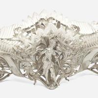 An Art Nouveau silver and cut-glass centerpiece Bearing import mark for Moscow, Russia, after 1908