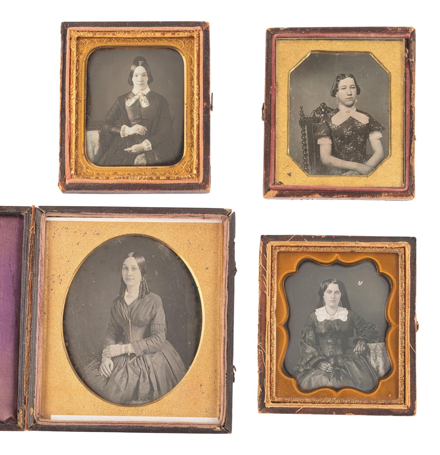 [EARLY PHOTOGRAPHY]. 20 daguerreotypes feat. women with gold accessories incl. example by PLUMBE.
