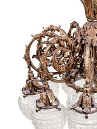 A French Gilt Bronze and Glass Globular Chandelier