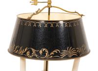 A French Gilt Bronze Bouilotte Lamp with Tole Shade