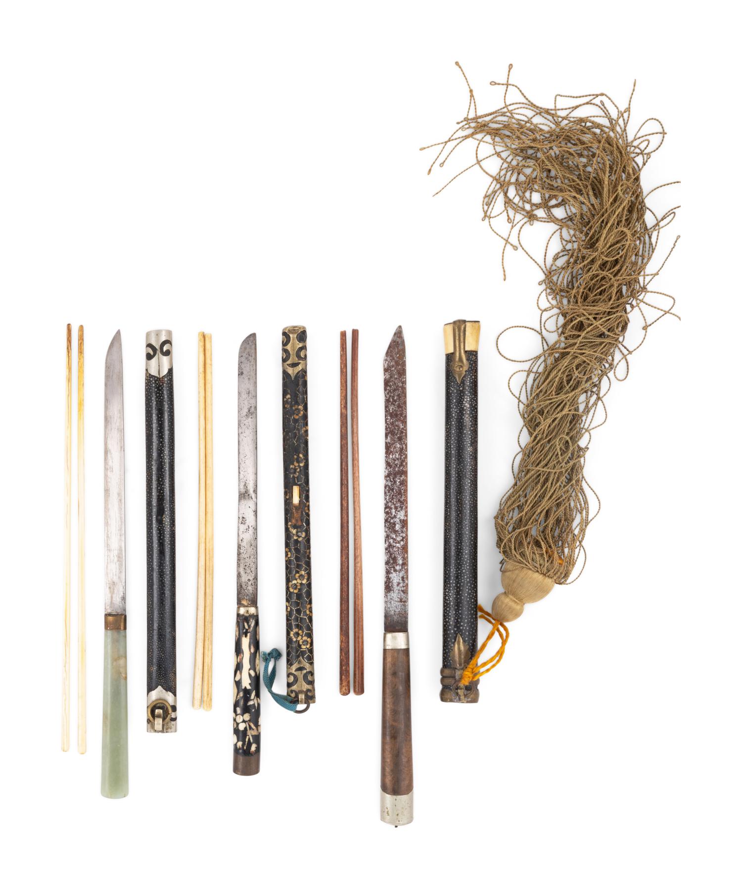 Three Sets of Chinese Chopsticks and Knives