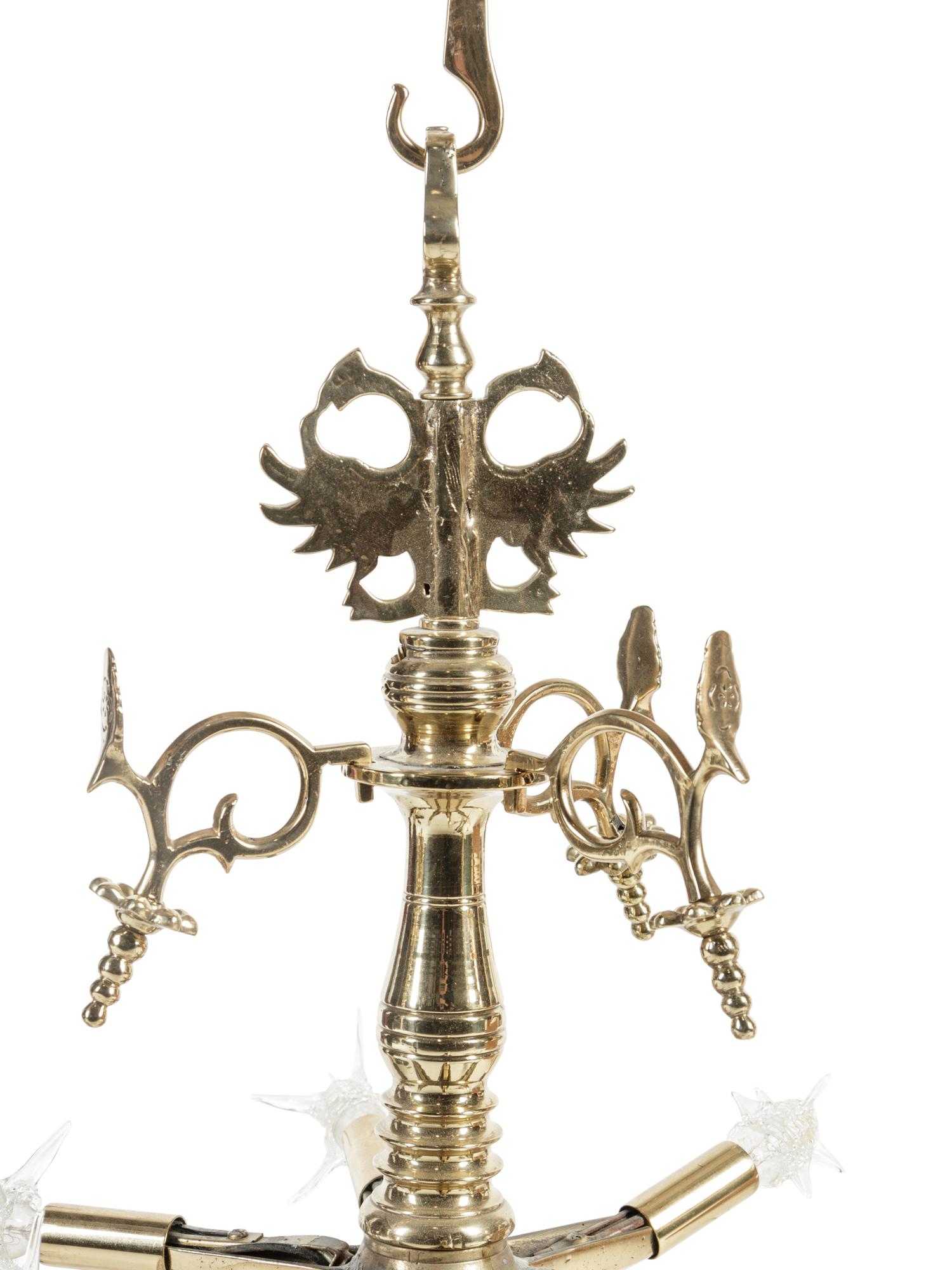 A Continental Brass Hanging Oil Fixture