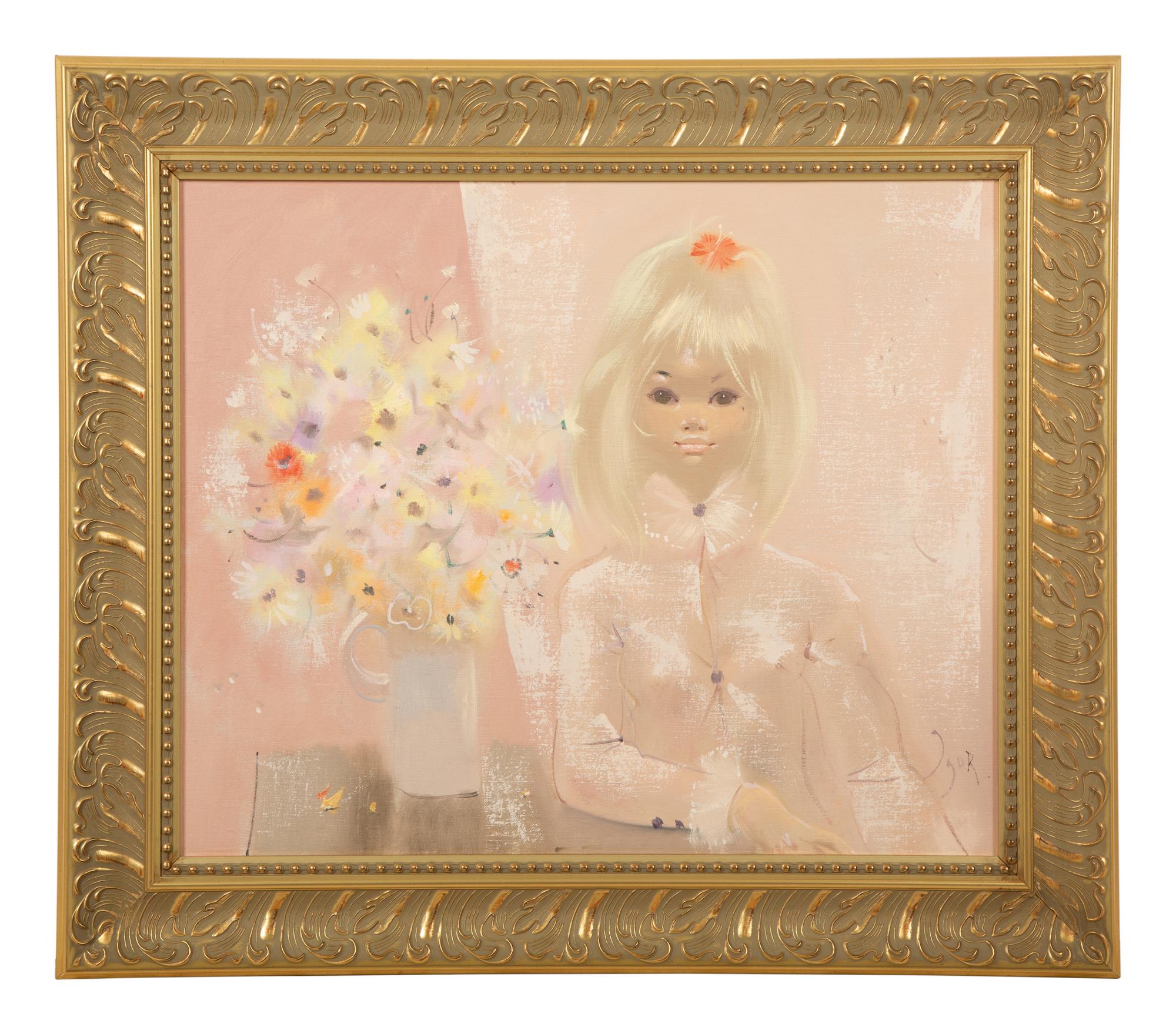 A Portrait of a Blonde with Flowers
