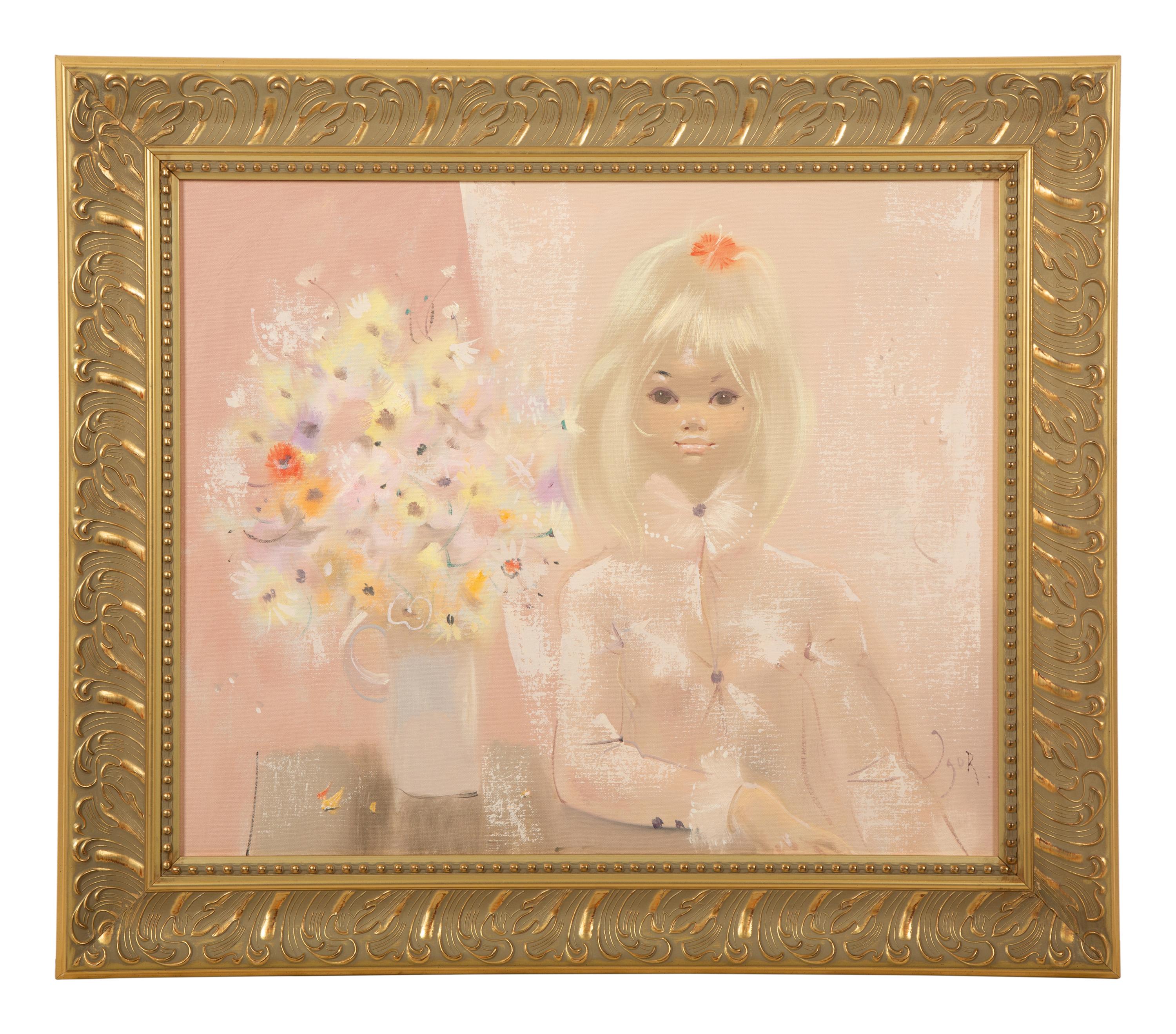 A Portrait of a Blonde with Flowers