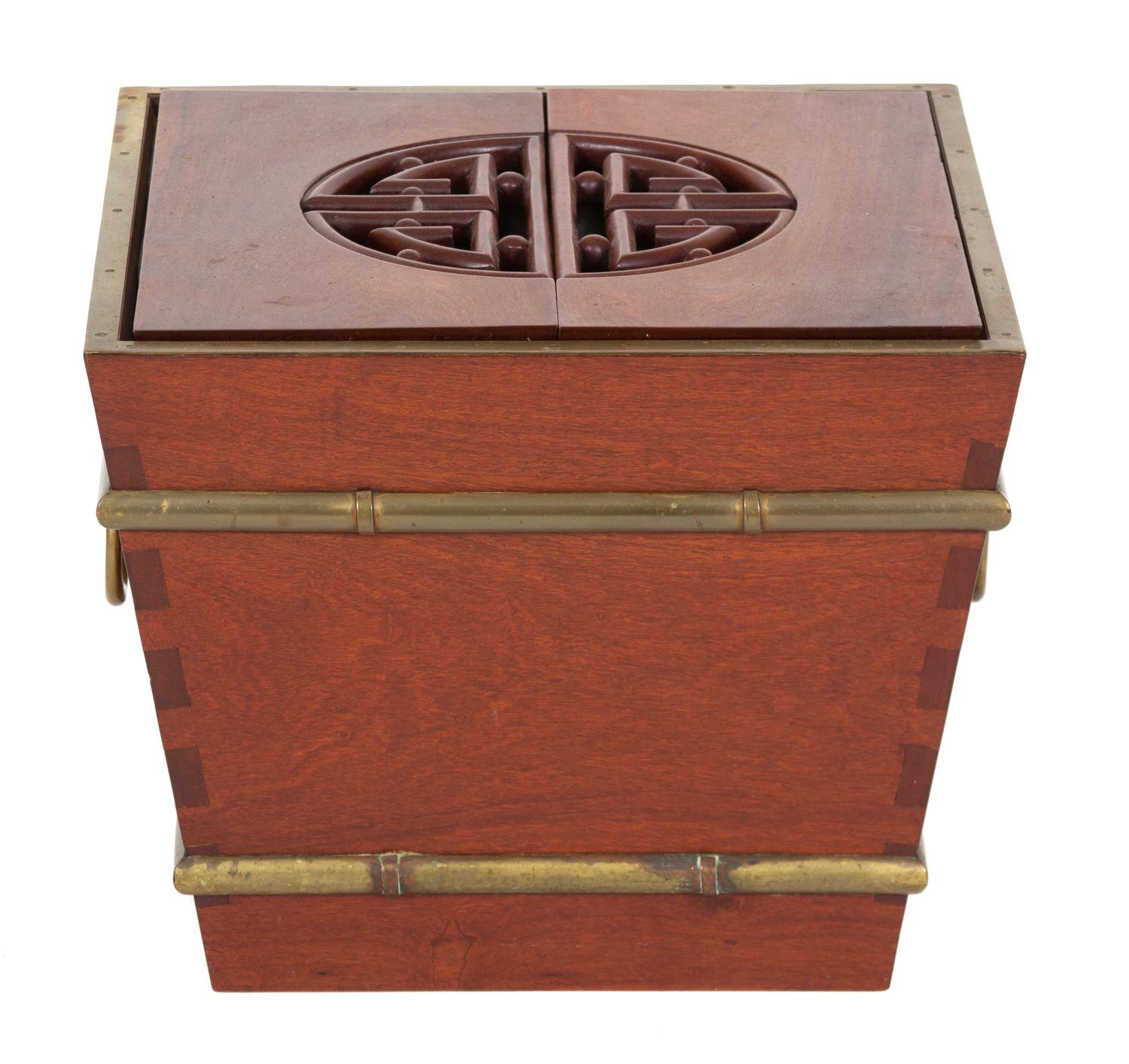 A Chinese Brass Bound Hardwood Jardiniere — 20TH CENTURY