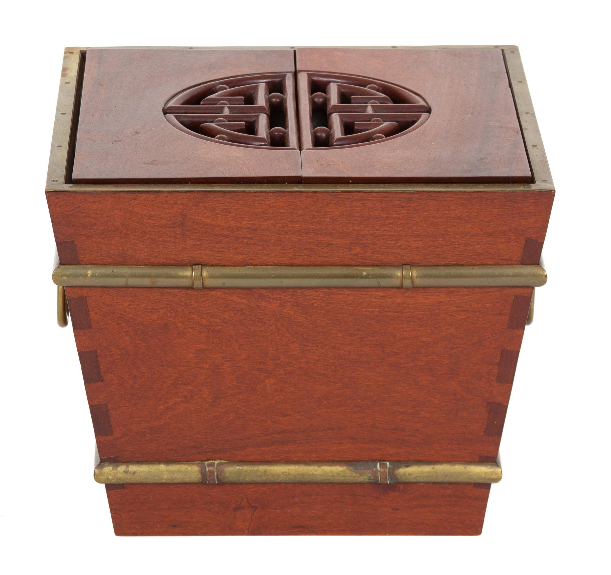 A Chinese Brass Bound Hardwood Jardiniere — 20TH CENTURY