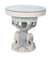 A Carved and Polychromed Wood Elephant Table with Glass Top — 20TH CENTURY