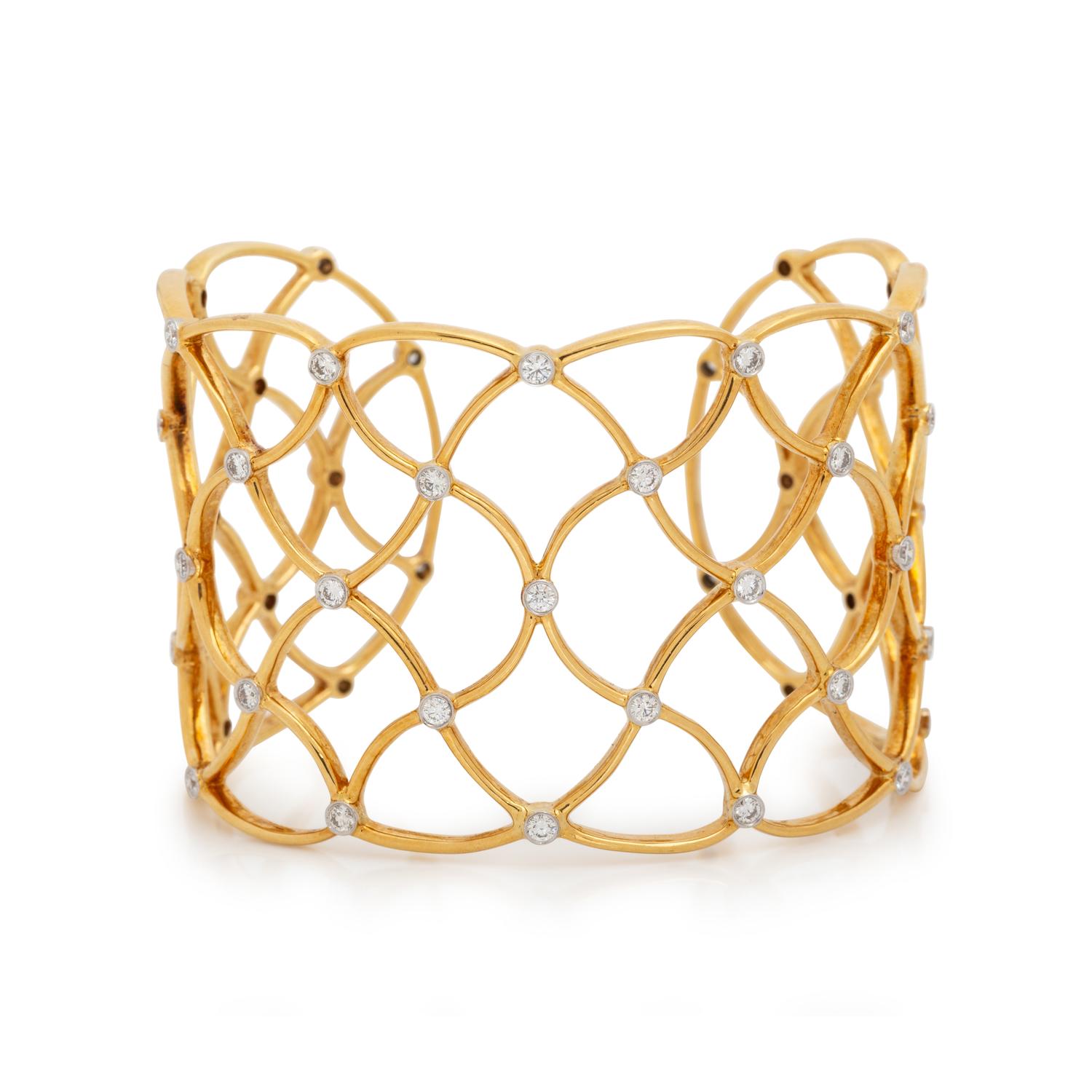 YELLOW GOLD AND DIAMOND CUFF BRACELET