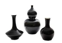 Three Chinese Black Glazed Porcelain Vases Height of tallest 13 1/4 inches. — 19TH CENTURY