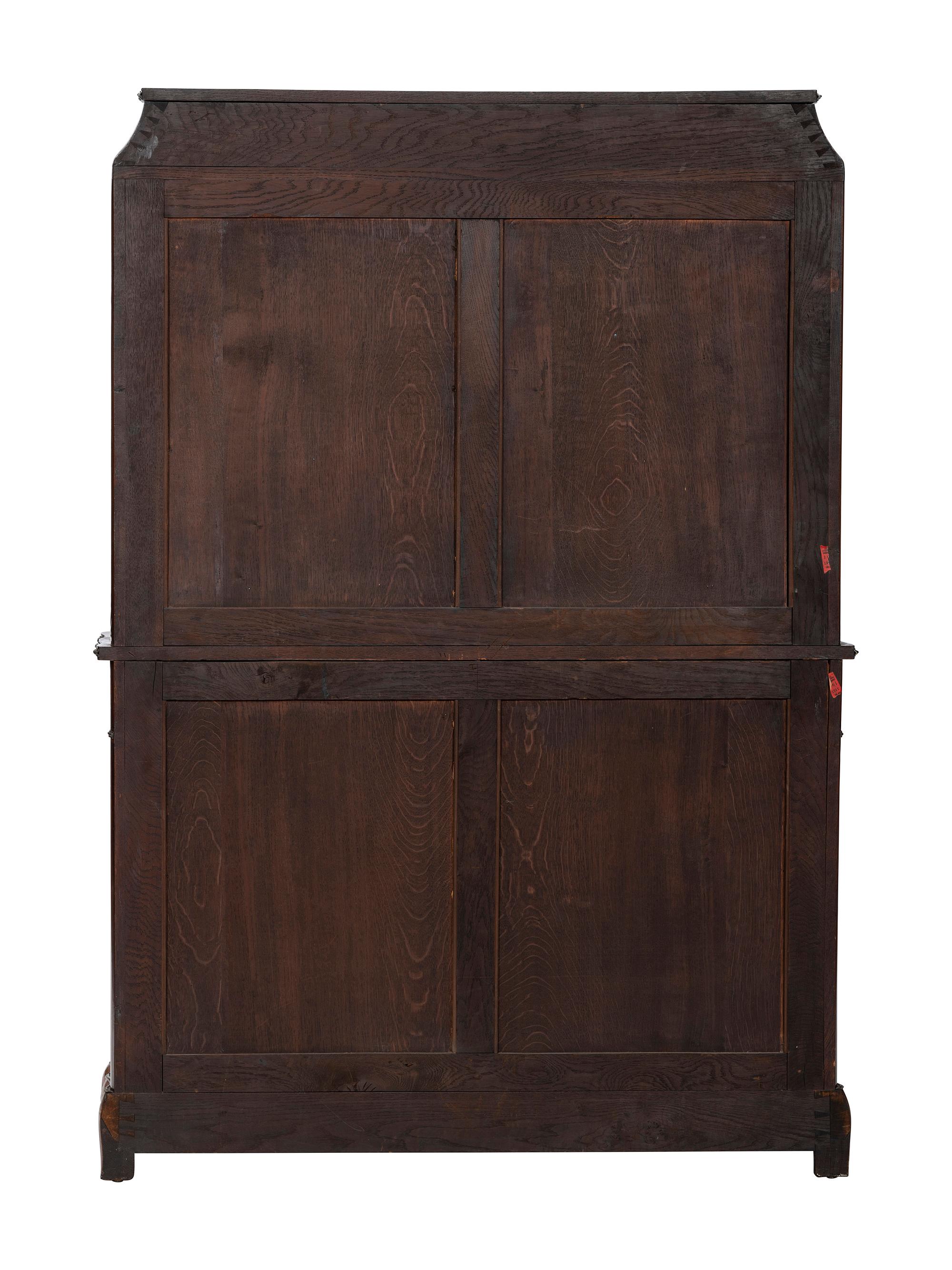 A Louis XV Style Gilt Bronze Mounted Marquetry Serpentine-Front Vitrine Cabinet