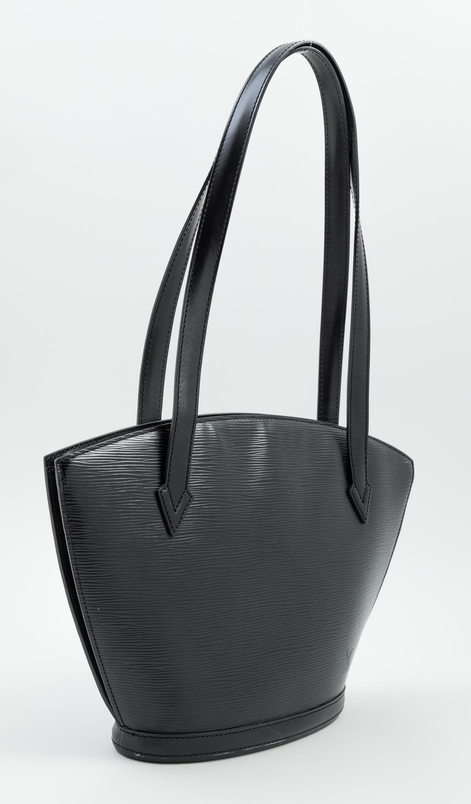 A Louis Vuitton Black Epi Leather Saint Jacques Shoulder Bag, 14.5" x 9.25" x 1.5"; Strap drop: 11".