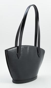 A Louis Vuitton Black Epi Leather Saint Jacques Shoulder Bag, 14.5" x 9.25" x 1.5"; Strap drop: 11".