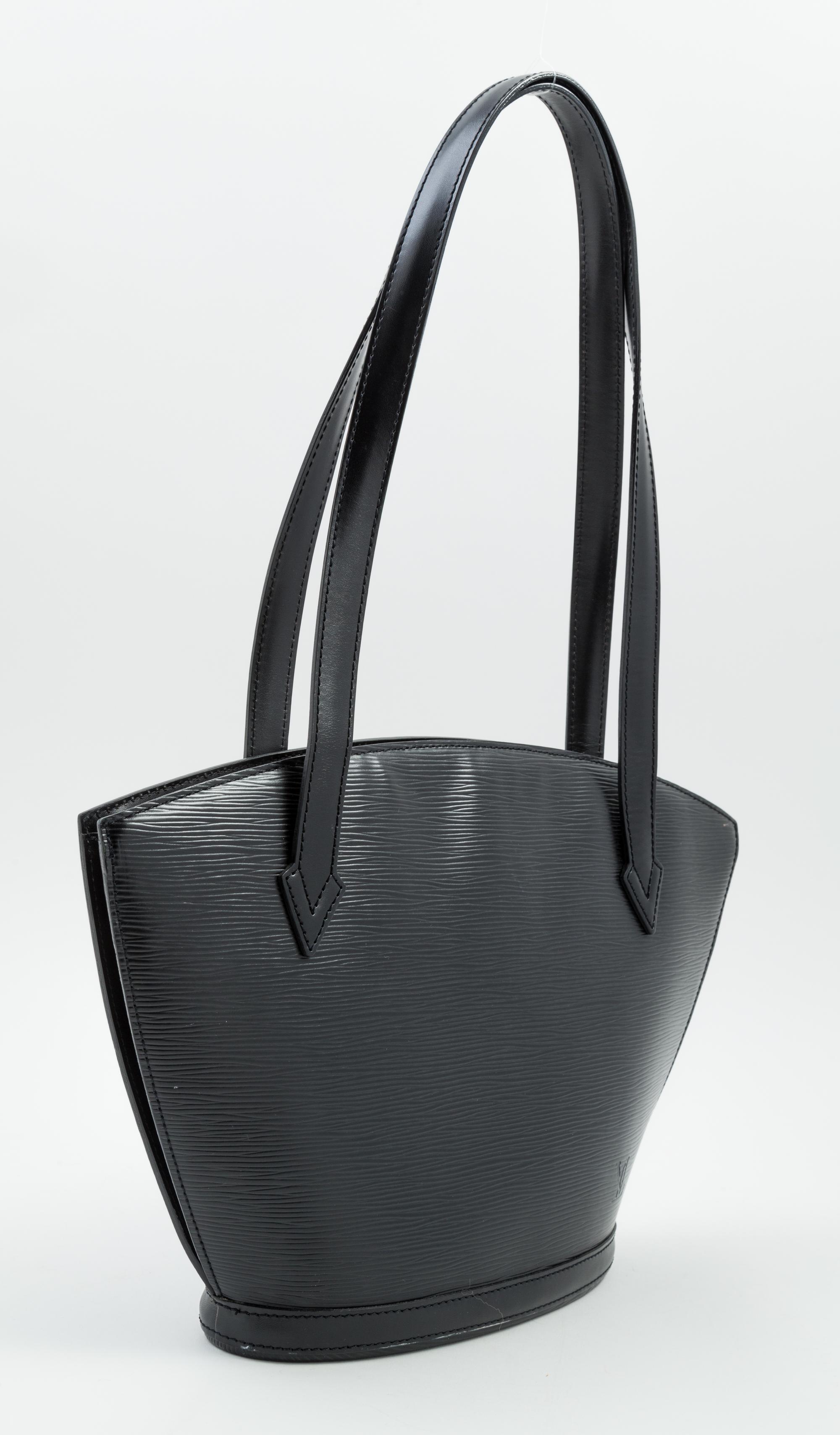 A Louis Vuitton Black Epi Leather Saint Jacques Shoulder Bag, 14.5" x 9.25" x 1.5"; Strap drop: 11".