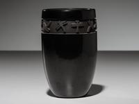 Carved Blackware Vase, with Dragonflies