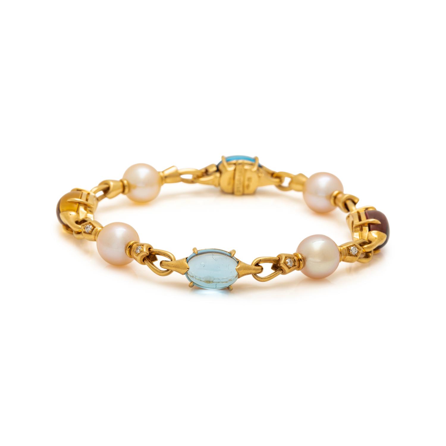 BULGARI, DIAMOND, CULTURED PEARL AND MULTIGEM 'ALLEGRA' BRACELET
