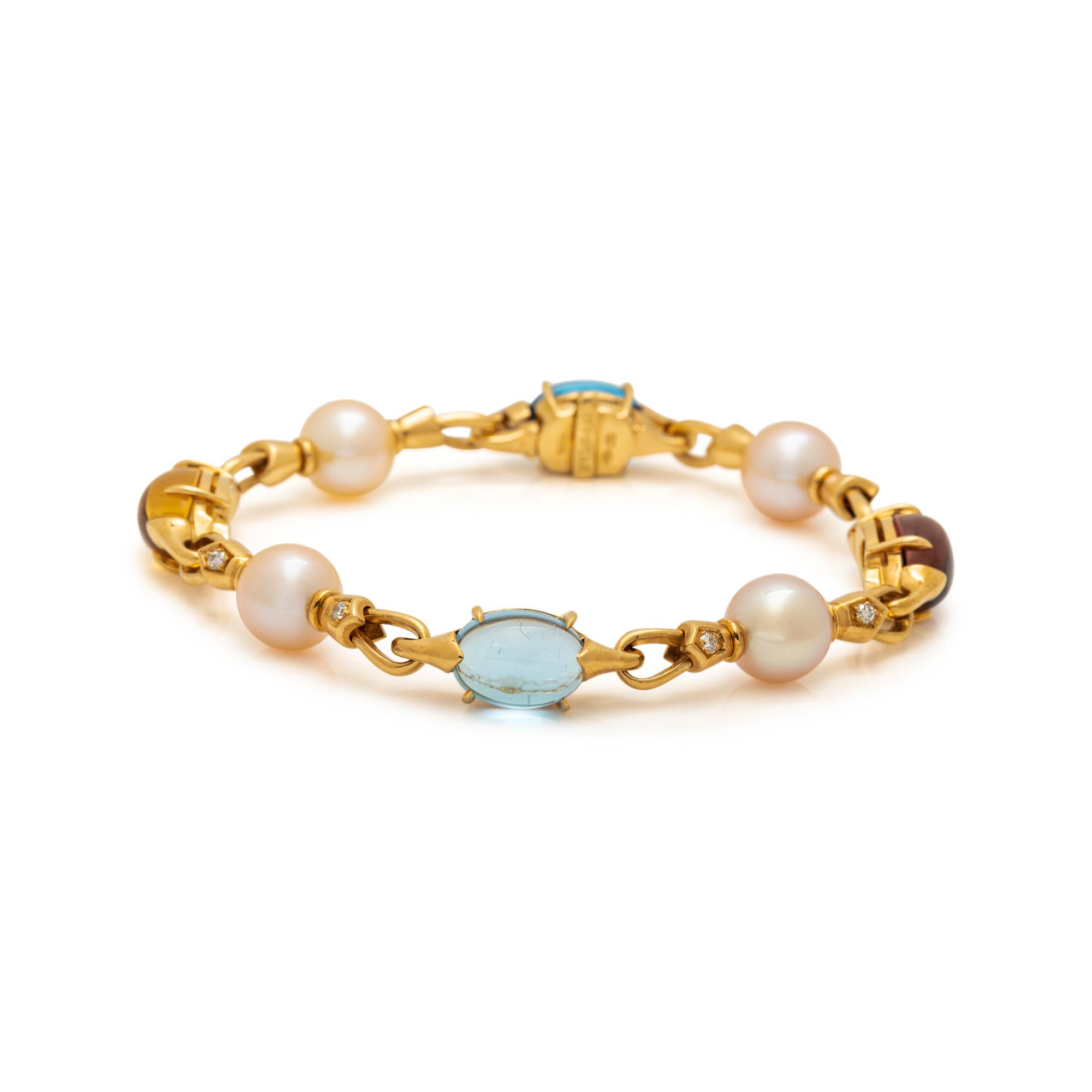 BULGARI, DIAMOND, CULTURED PEARL AND MULTIGEM 'ALLEGRA' BRACELET