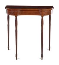 A Federal Style Carved and Inlaid Mahogany and Satinwood Console Table