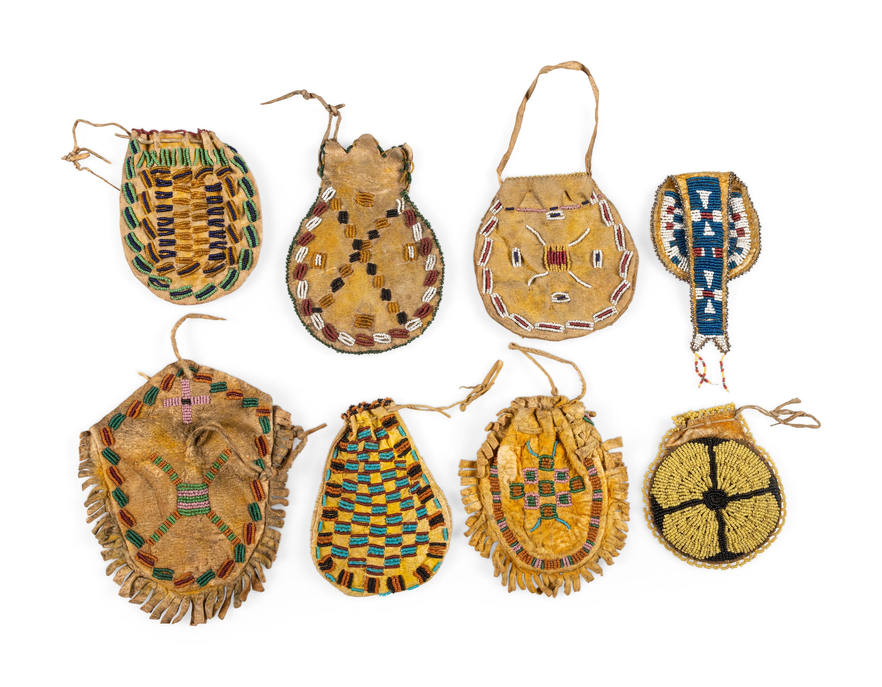 Collection of Southern Plains Pouches, including Beaded Watch Fob
