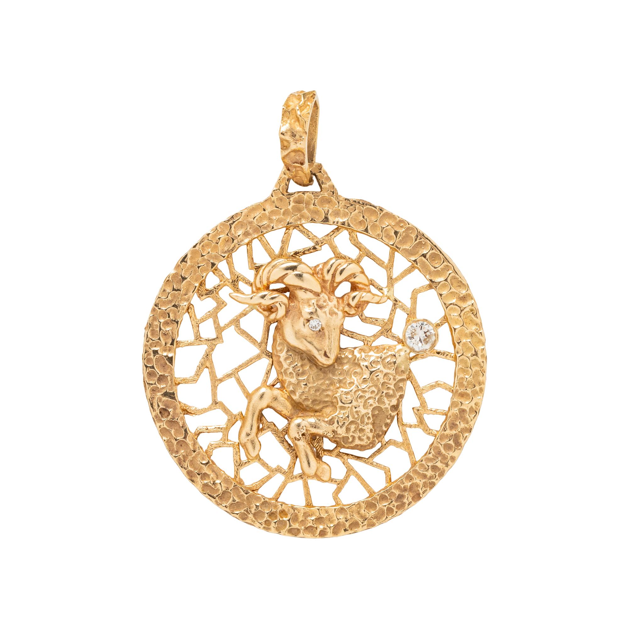 YELLOW GOLD AND DIAMOND CAPRICORN PENDANT