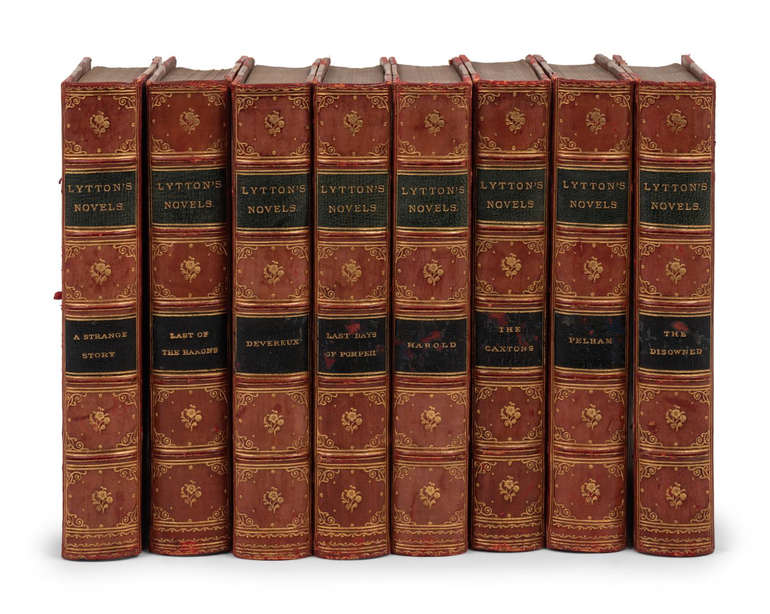 A Set of Eight Leather Bindings of Works by Edward Bulwer-Lytton