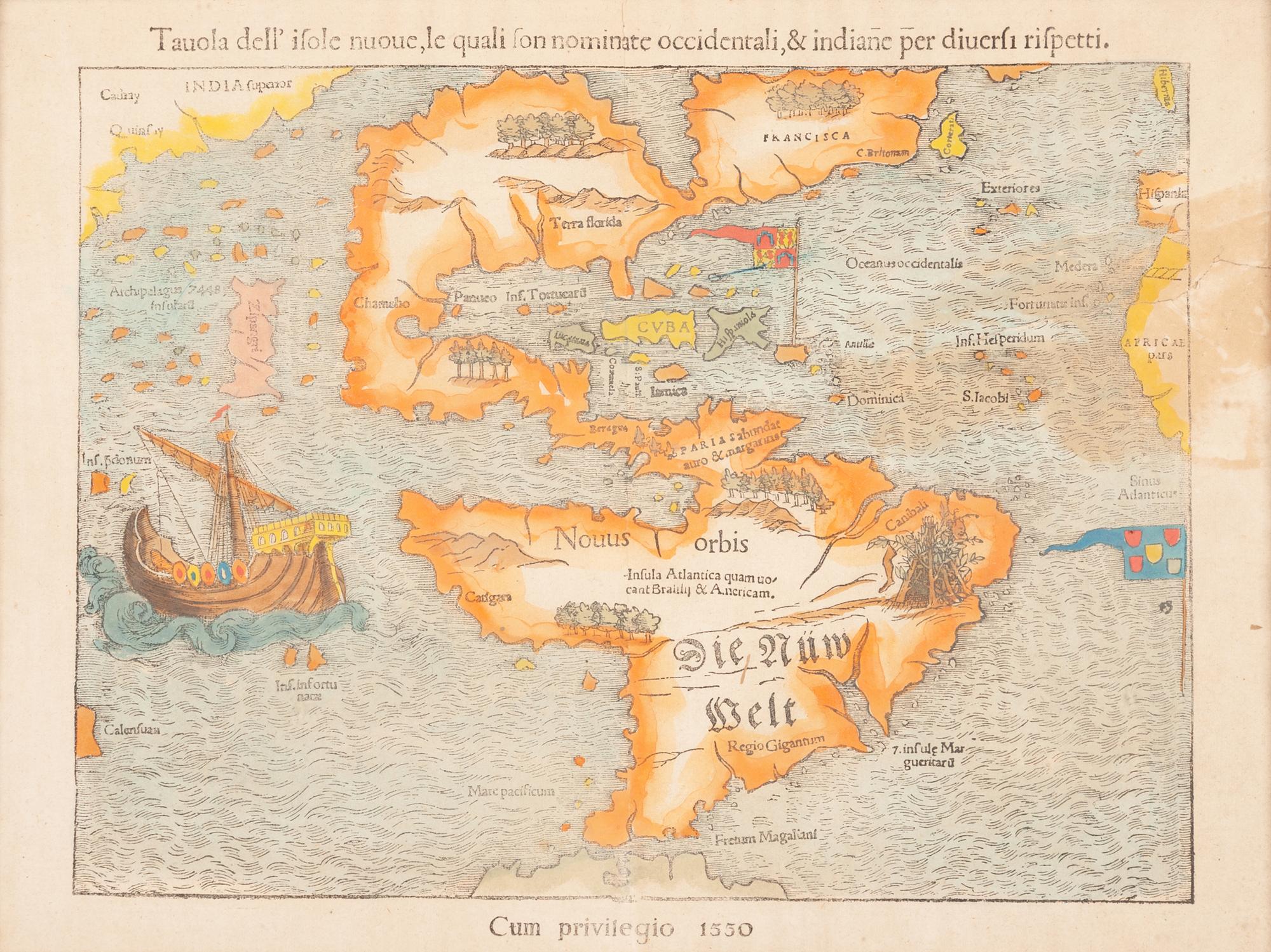 A Modern Facsimile Map of the Americas after Sebastian Muenster (1489-1552)
