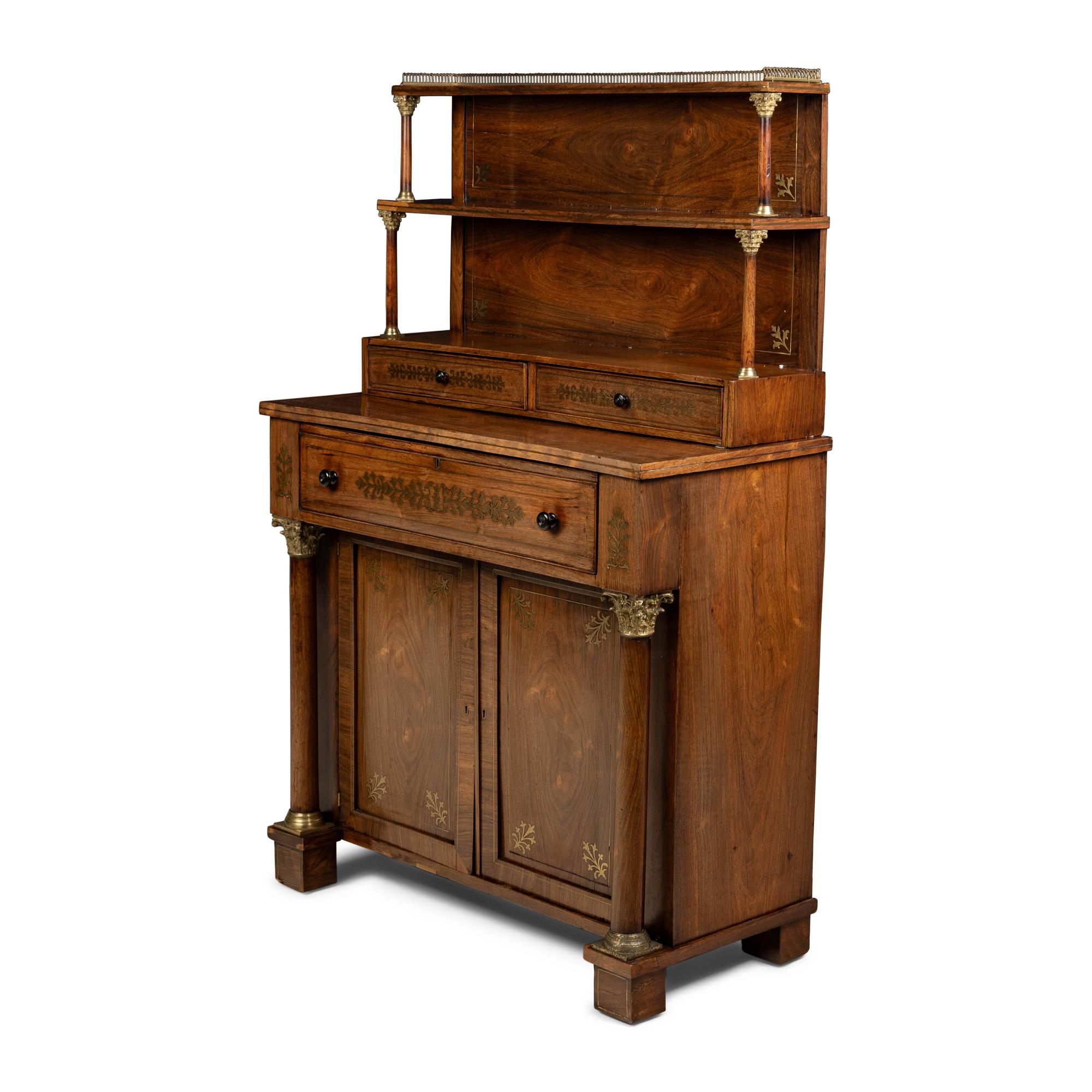 A Regency Mahogany and Brass Inlaid Chiffonier