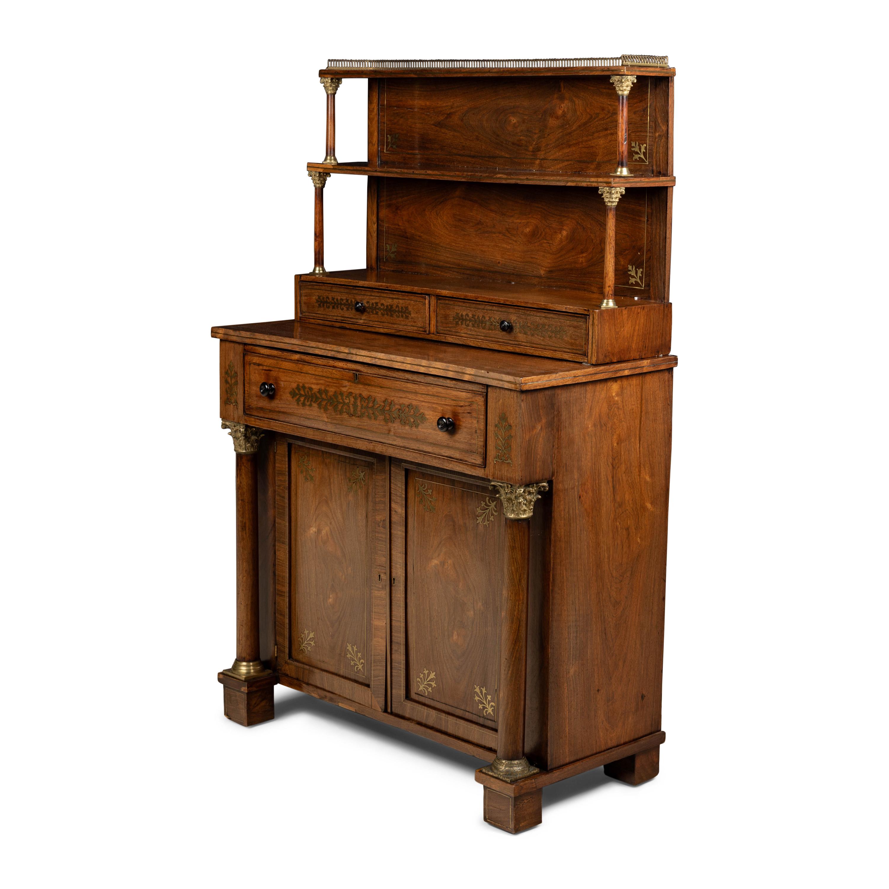 A Regency Mahogany and Brass Inlaid Chiffonier
