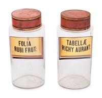 A Pair of Clear Glass Apothecary Jars
