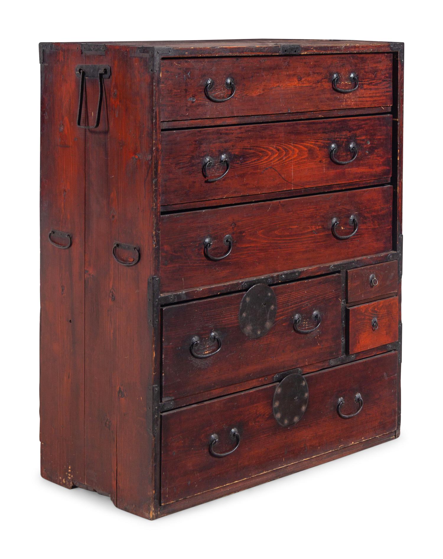 A Japanese Iron Mounted Tansu Chest