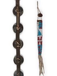 Plains Beaded Hide Awl Case and Copper Hair Drop