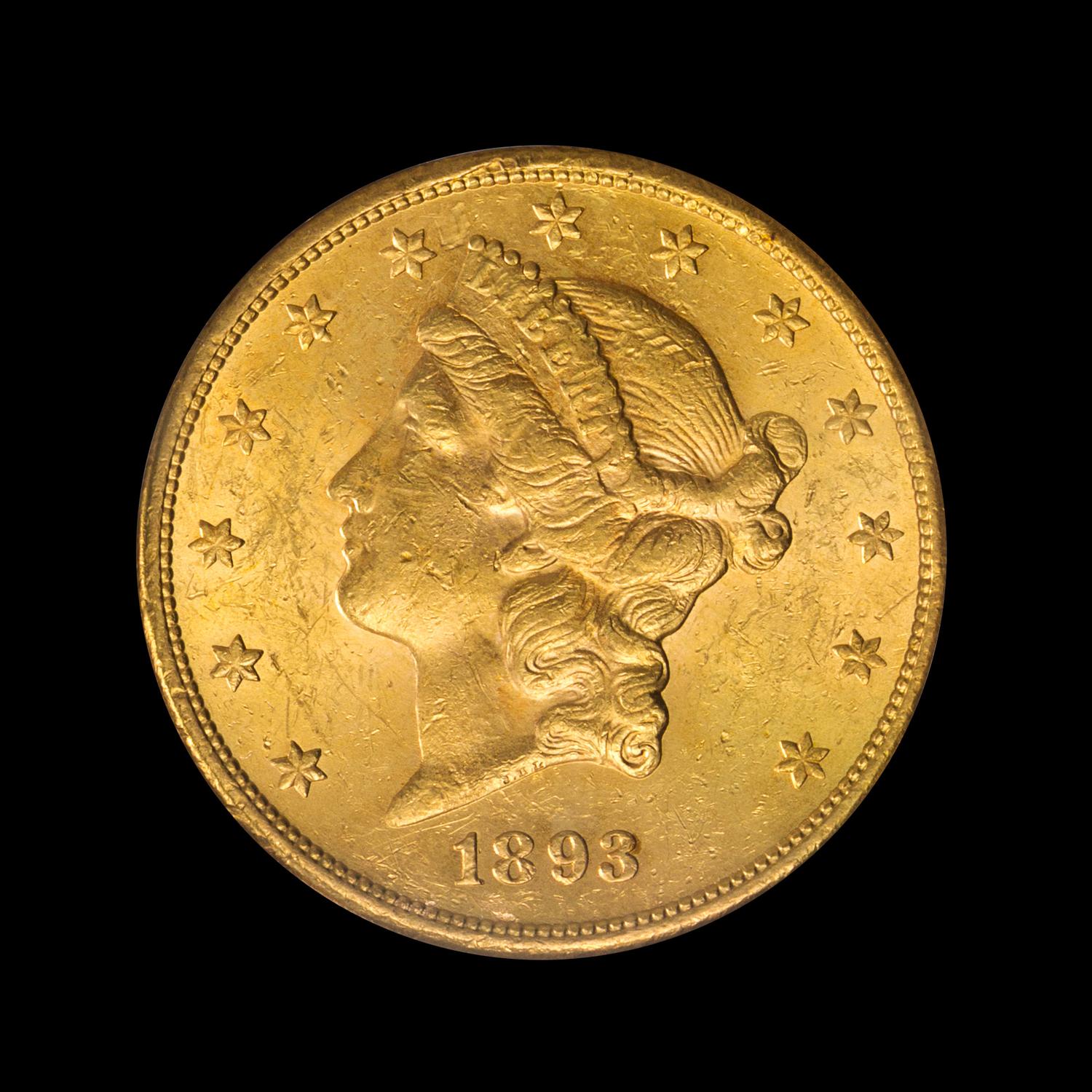 A United States 1893-S Liberty Head $20 Gold Coin