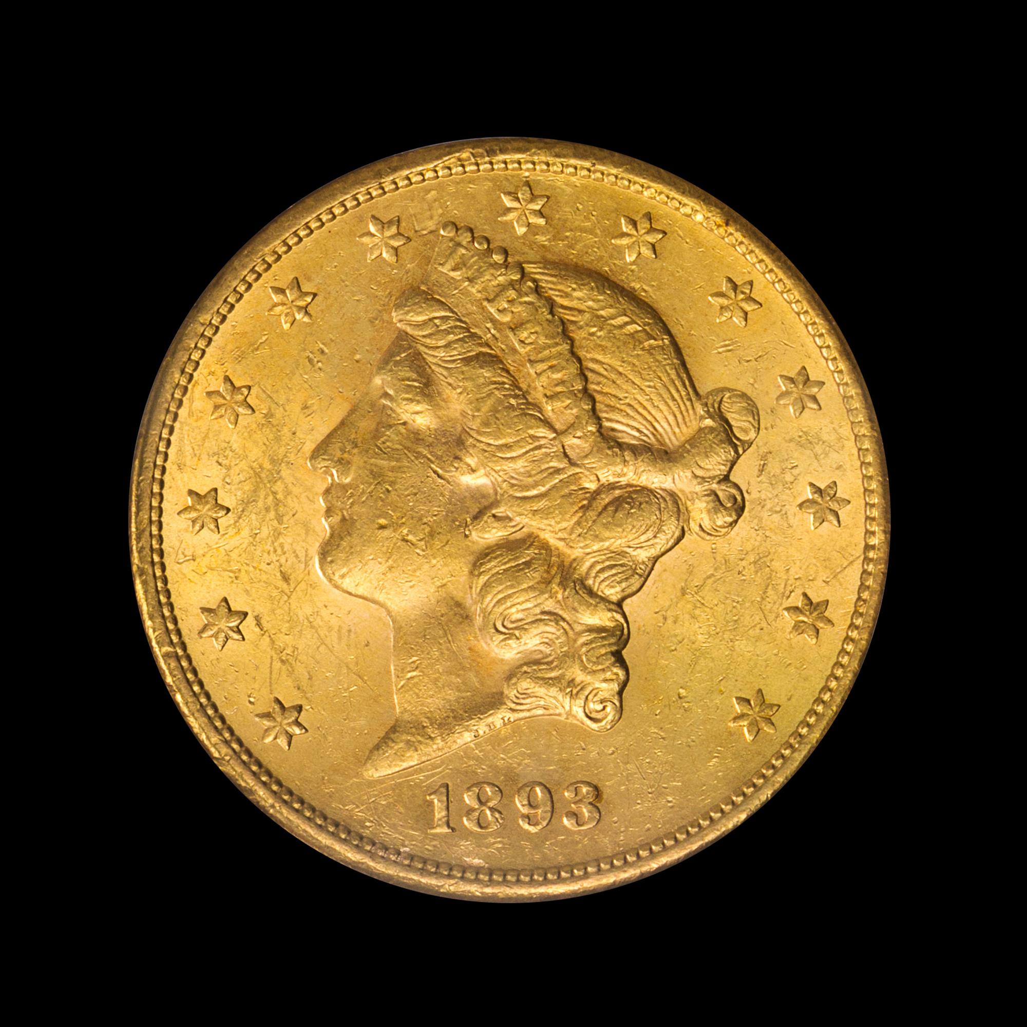 A United States 1893-S Liberty Head $20 Gold Coin