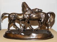 A Bronze Animalier Figural Group Width 25 inches. — 20TH CENTURY