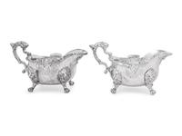 A Pair of Paul de Lamerie George I/II Silver Sauce Boats