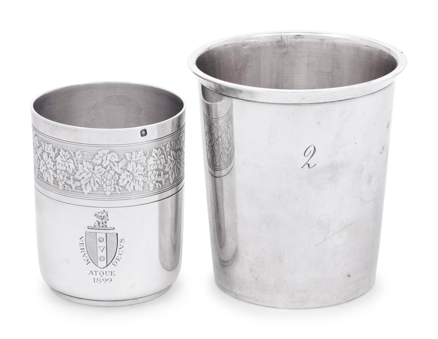 Two French Silver Beakers