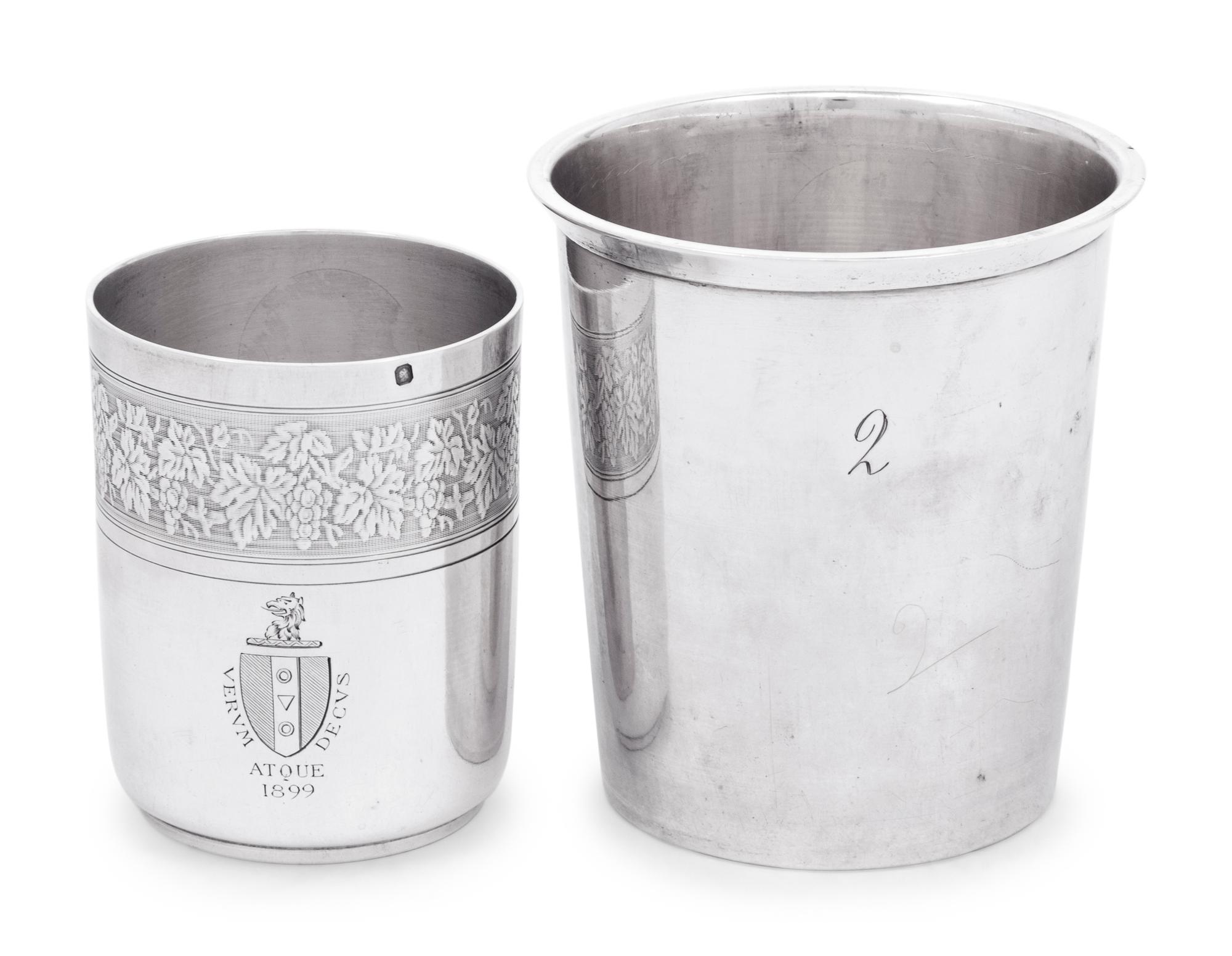 Two French Silver Beakers
