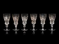 Six Kosta Boda Etched Glass Cordials