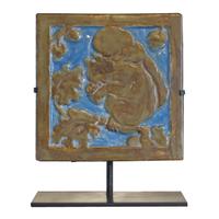 A Ceramic Tile Depicting a Squirrel 8.5" W x 3" D x 10.5" H — United States, Early 20th Century