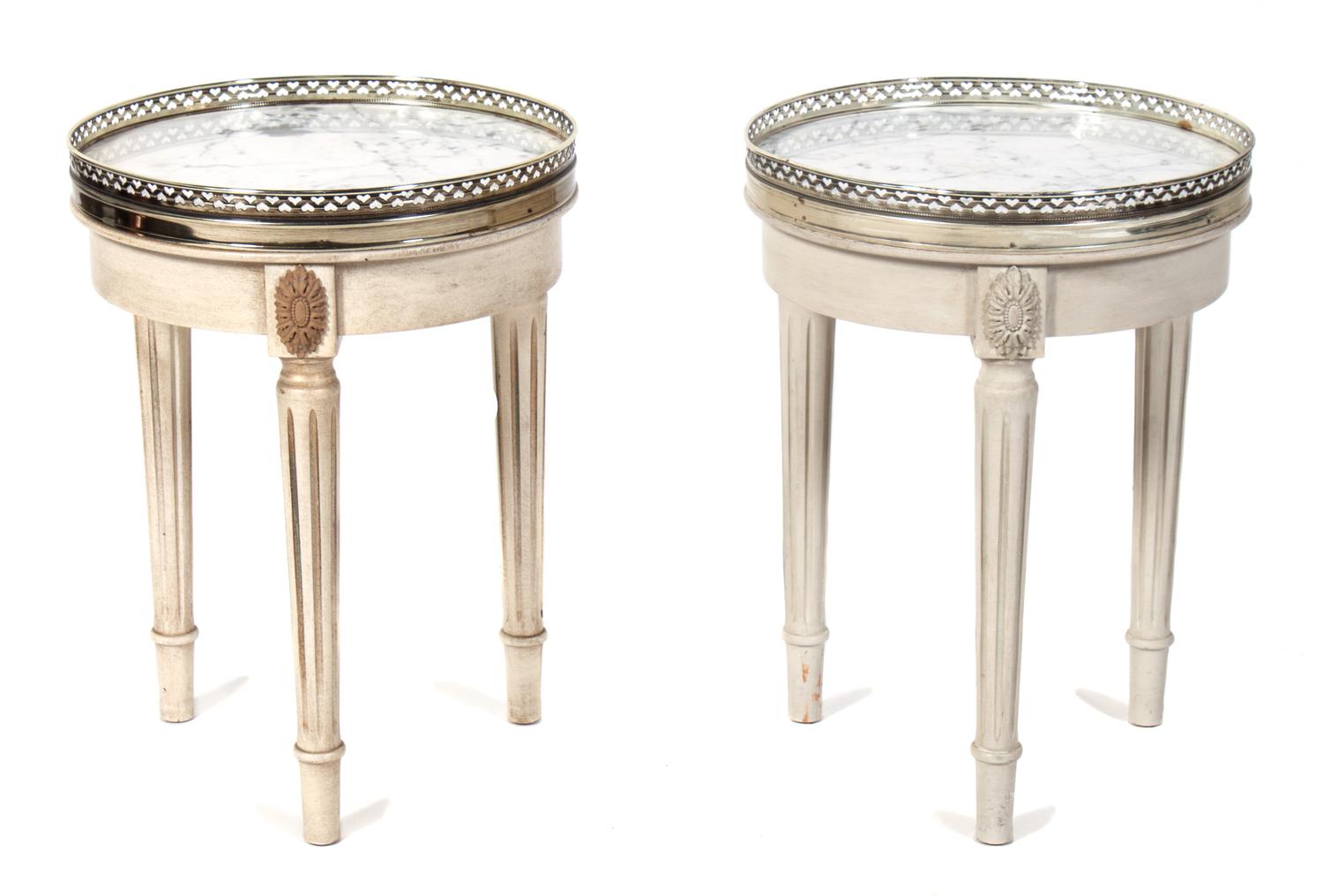 A Pair of Louis XVI Style Painted Low Side Tables Height 18 inches. — 20TH CENTURY