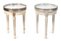 A Pair of Louis XVI Style Painted Low Side Tables Height 18 inches. — 20TH CENTURY