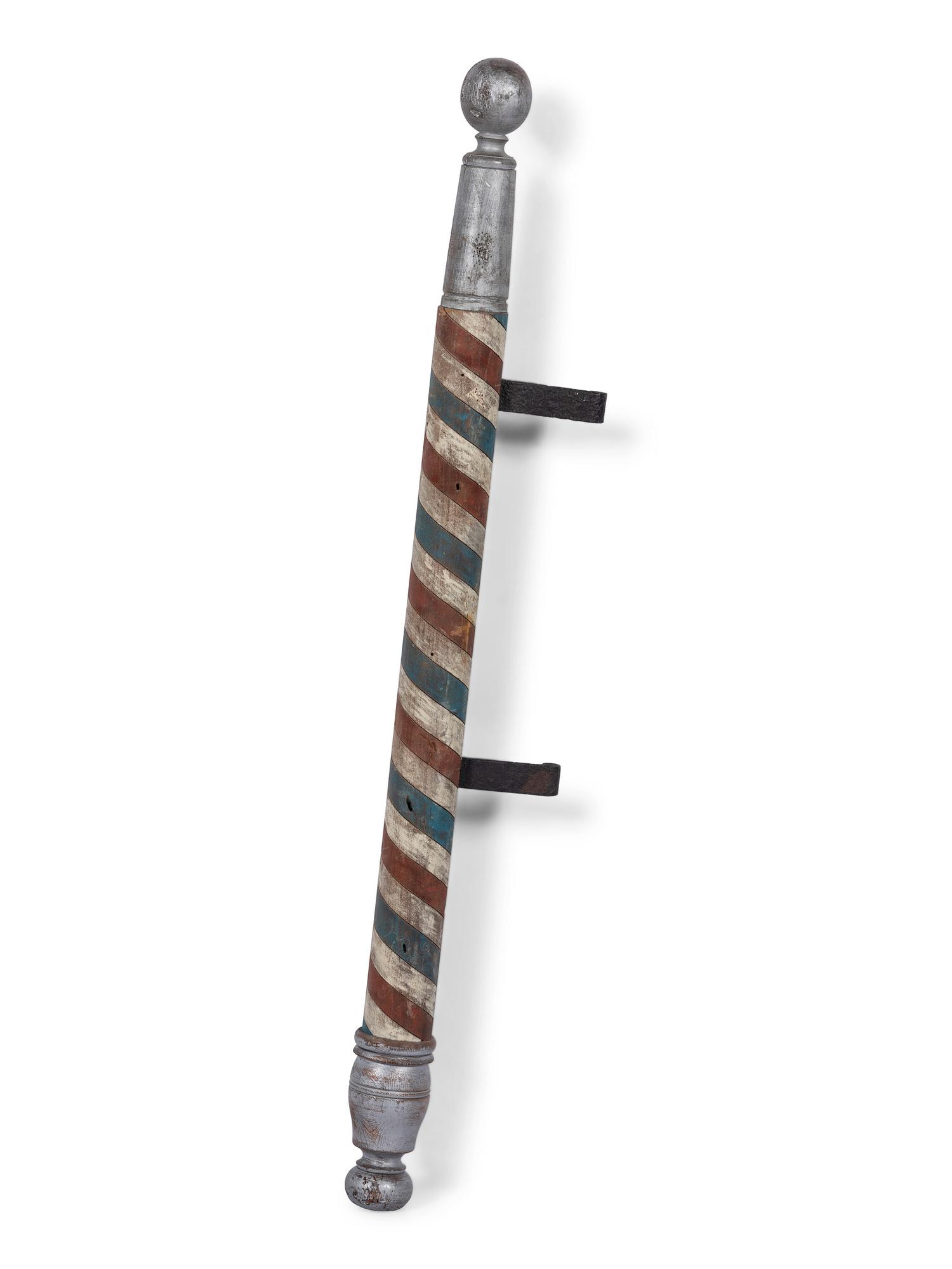 An Incised and Paint Decorated Barber Pole