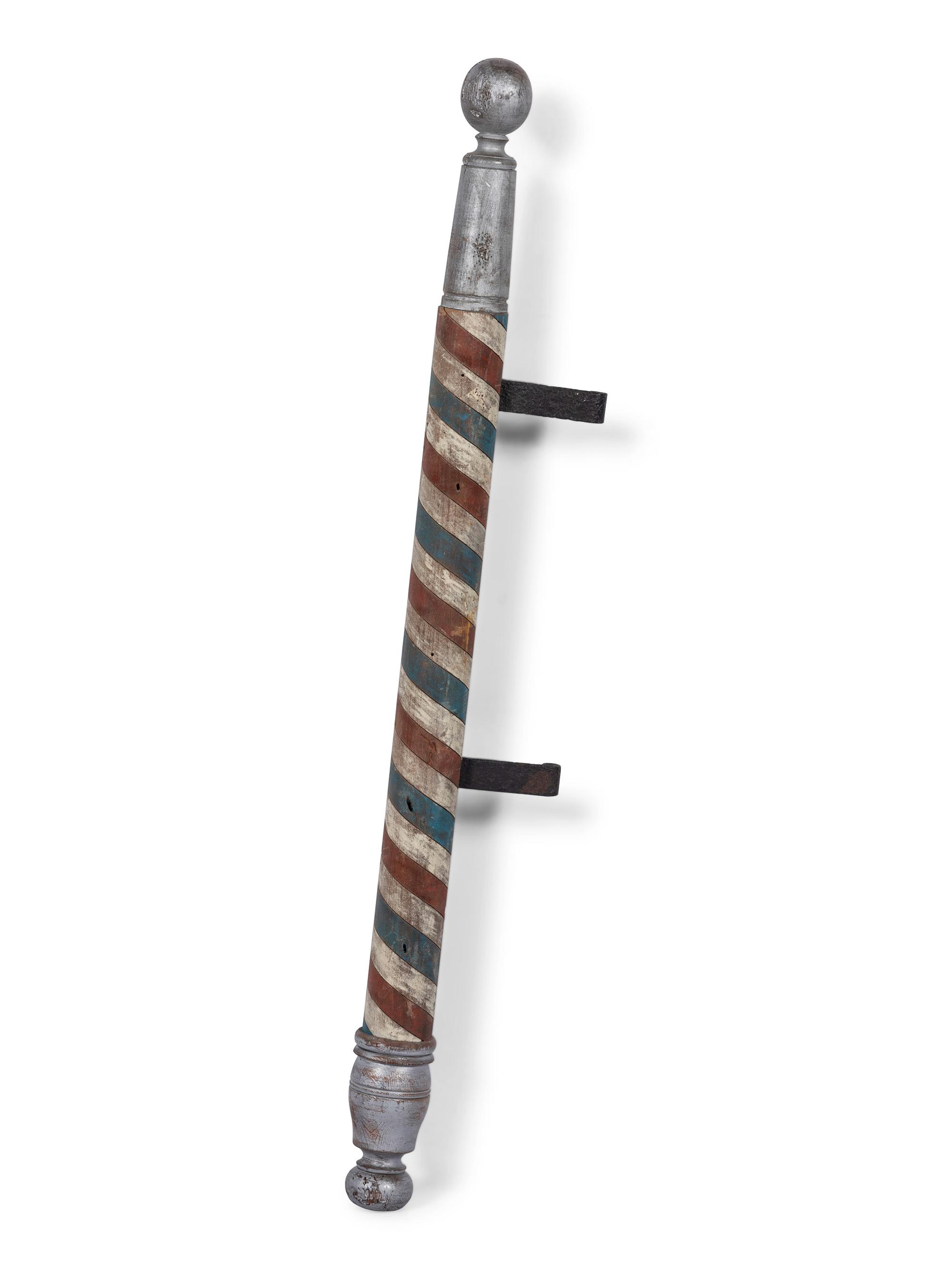 An Incised and Paint Decorated Barber Pole