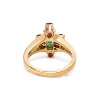 EMERALD AND PINK SAPPHIRE RING
